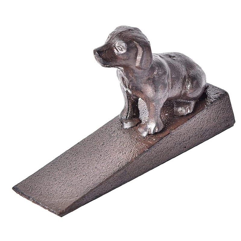 Sungmor Heavy Duty Cast Iron Dog Door Stops | Decorative Cute Animal Statue Metal Door Stopper Wedge with Non-Slip Mat | Solid & Antique Style Windproof Door Holder for Patio Yard Garden Farmhouse - Image 3
